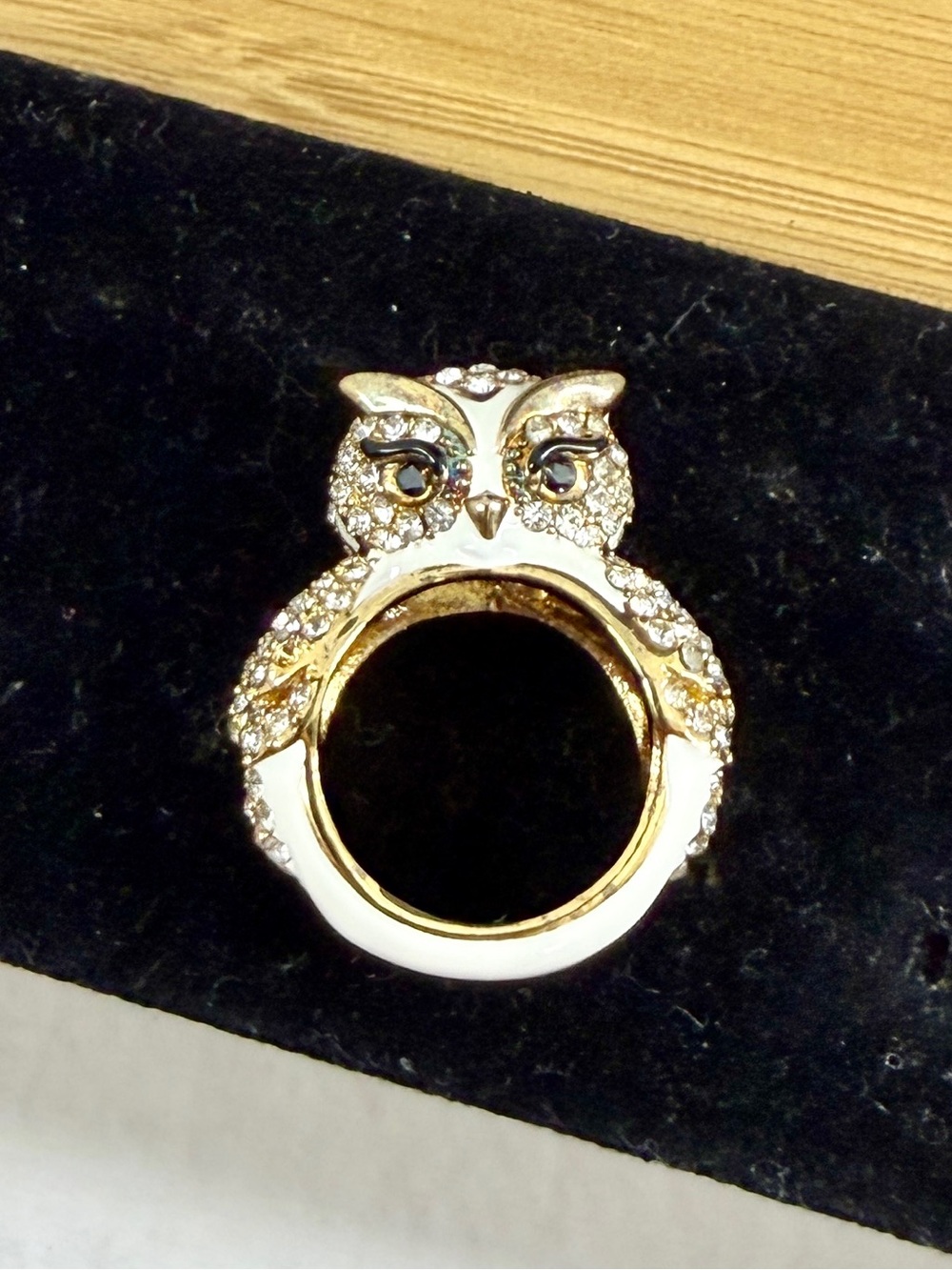 KATE SPADE Gold-Tone White Enamel Pave Bright Star 3-D Ring; SIZE 6.5/7